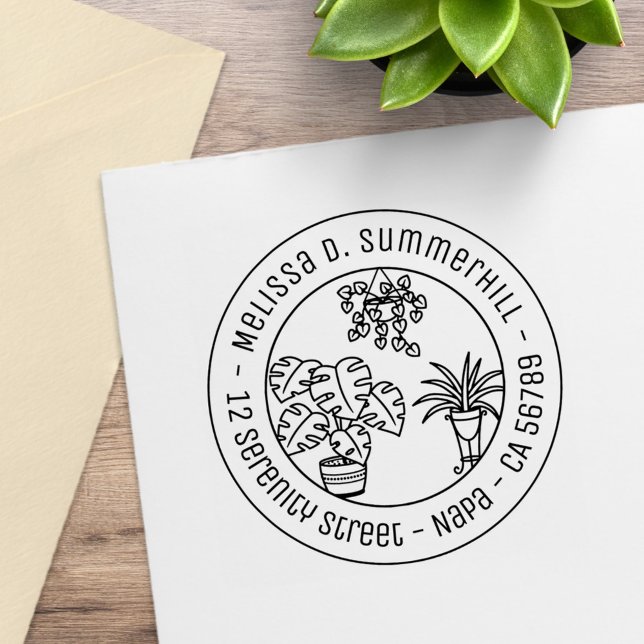 Sello De Caucho Houseplants Hobby Round Address (Subido por el creador)