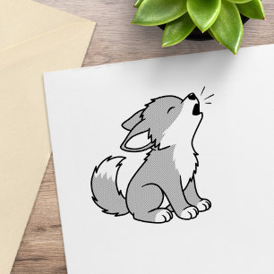Sello De Caucho Howling Gray Wolf Pup