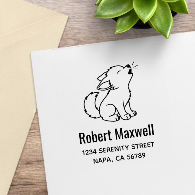 Sello De Caucho Howling Wolf Pup Address (Subido por el creador)