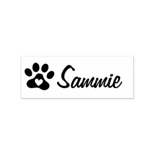 Sello De Caucho Huella de pata de mascota con nombre personalizado