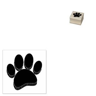 Sello De Caucho Huella de perro negro dibujada a mano personalizad