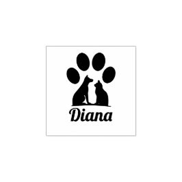 Sello De Caucho Huella Personalizada de Gato y Perro