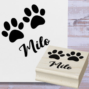 Sello De Caucho Huellas Adorables con Nombre Personalizado Milo