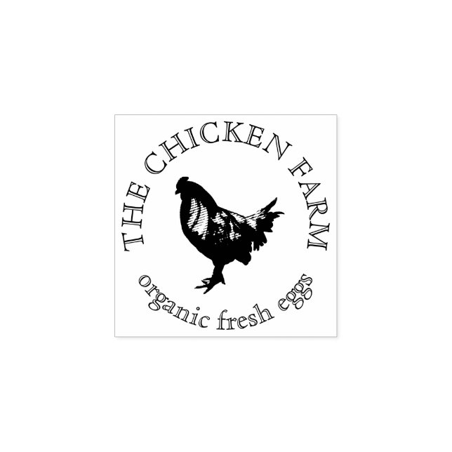 Sello De Caucho Huevo de granja de pollos (Impresión)