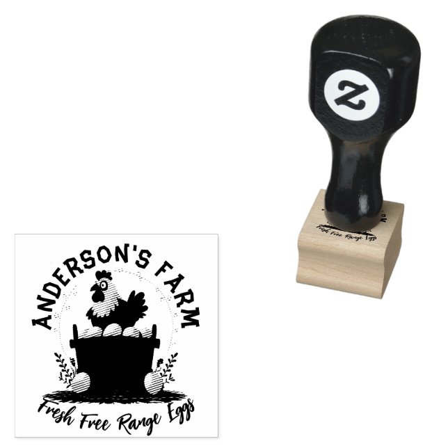 Sello De Caucho Huevo de granja familiar rústica Personalizado de  (Sellado)