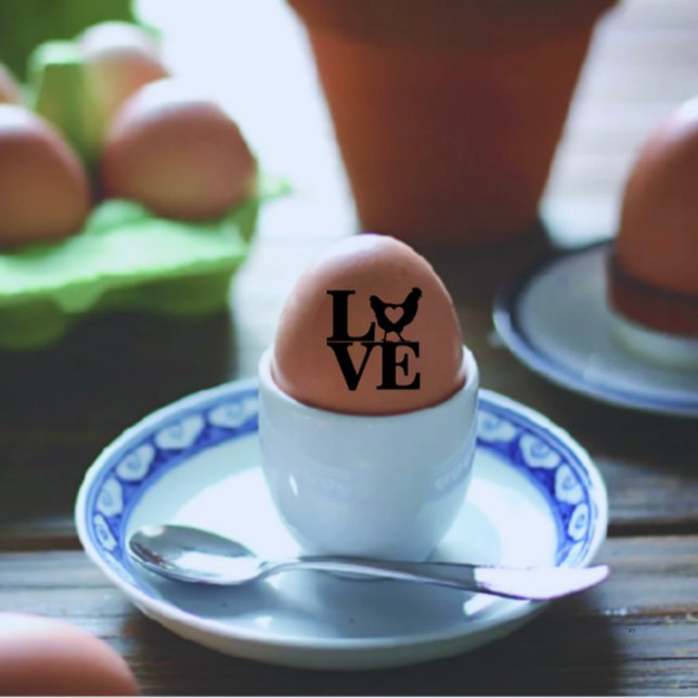 Sello De Caucho Huevo moderno personalizado amor negro Huevo de te (modern egg dealer egg business with love egg stamp)