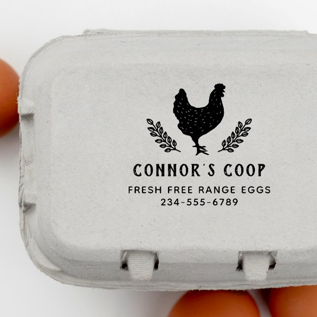 Sello De Caucho Huevo rústico de granja de pollo botánico (Rubber Stamp Mock-up)