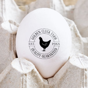 Sello De Caucho Huevos de Gallina Minimalista Pequeña Empresa Blan