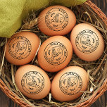 Sello De Caucho Huevos de granja familiar de cosecha Vintage Pollo<br><div class="desc">Pollo rústico vintage de la granja de la familia de los huevos orgánicos para la producción de su granja,  dibujado a mano por mí. Forma redonda</div>