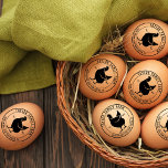 Sello De Caucho Huevos de granja familiar de cosecha Vintage Pollo<br><div class="desc">Pollo rústico vintage de la granja de la familia de los huevos orgánicos para la producción de su granja,  dibujado a mano por mí. Forma redonda</div>