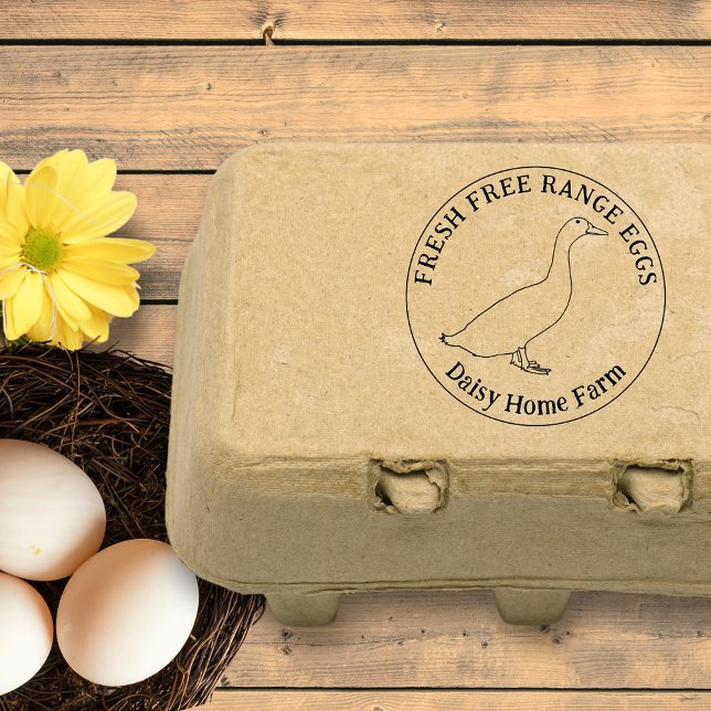 Sello De Caucho Huevos de Pato Negocio Simple (Fresh free range duck eggs ink stamp with personalized business name)