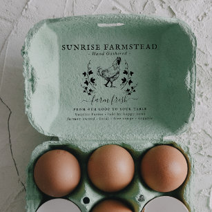 Sello De Caucho Huevos frescos de granja   Estampilla de cartón de