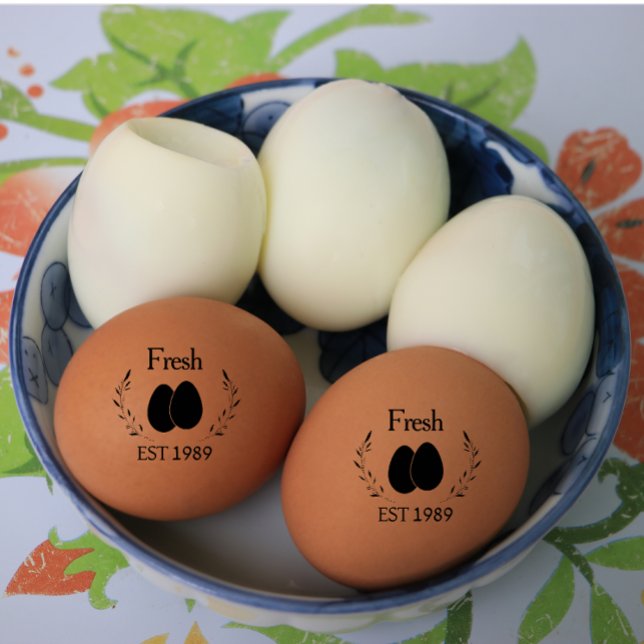Sello De Caucho Huevos Frescos Personalizados Modernos Con Negro D (modern personalized fresh eggs rubber stamp)