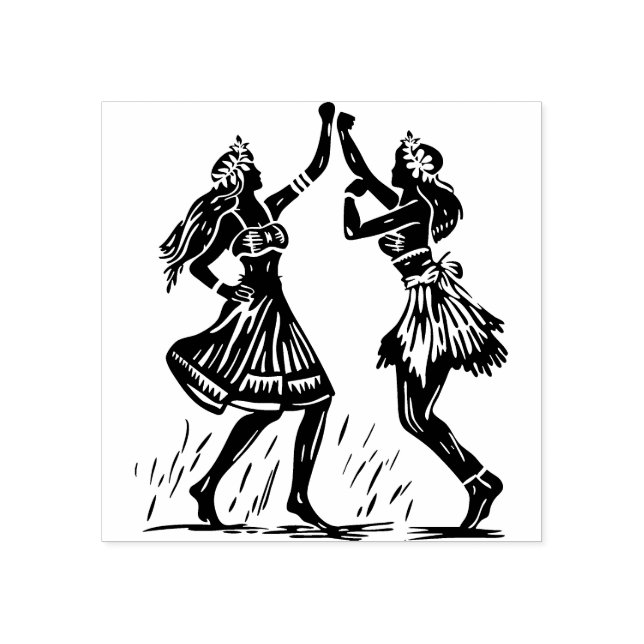 Sello De Caucho Hula Dancer Rubber Stamp (Impresión)