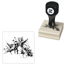 Sello De Caucho Hummingbird Floral