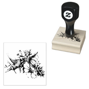 Sello De Caucho Hummingbird Floral