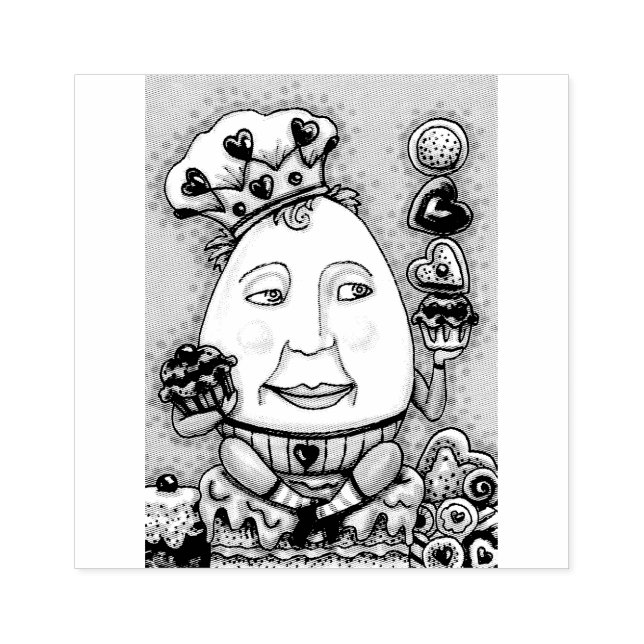 SELLO DE CAUCHO HUMPTY DUMPTY CUPCAKES & SWEETS RUBBER STAMP (Impresión)