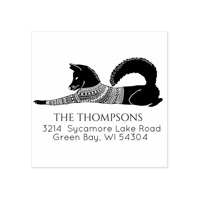 Sello De Caucho Husky Dog Navidades Sweater Family Address (Impresión)