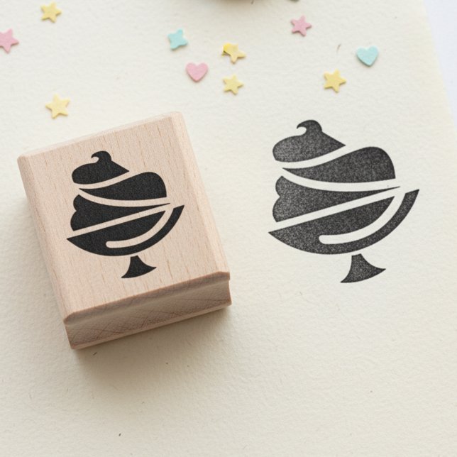 Sello De Caucho Ice Cream Mini Wooden Art Stamp (Miniature ice cream wooden art stamp.)
