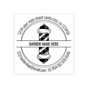 Sello De Caucho Icono de logotipo de peluquero masculino poste de 