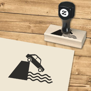 Sello De Caucho Icono de señal de advertencia en el muelle
