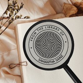 Sello De Caucho Ilusión óptica lucida de la biblioteca del libro