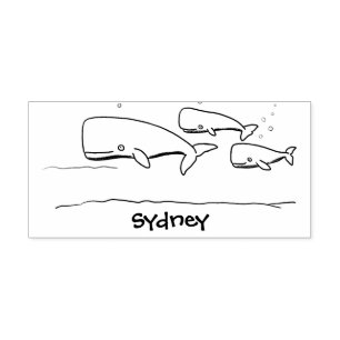 Sello De Caucho Ilustracion de ballenas personalizados migratorias