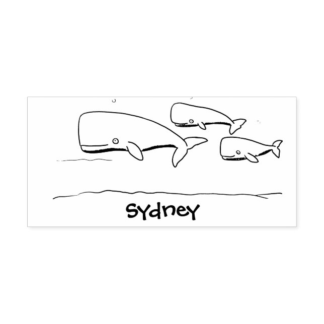 Sello De Caucho Ilustracion de ballenas personalizados migratorias (Impresión)