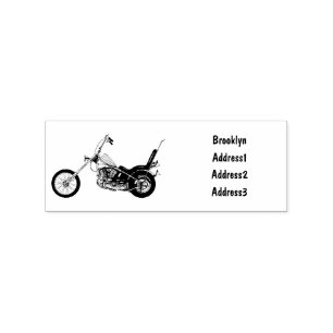 Sello De Caucho Ilustración de dibujos animados de motocicleta Cho
