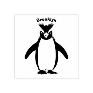 Sello De Caucho Ilustración de dibujos animados de pingüino macarr