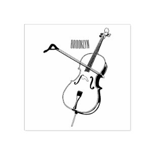 Sello De Caucho ilustración de dibujos animados de violonchelo