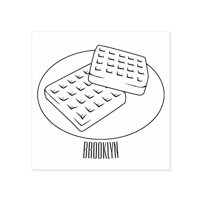 Sello De Caucho Ilustración de dibujos animados de waffle (Impresión)