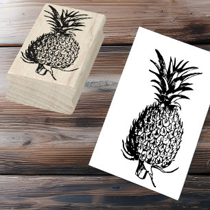 Sello De Caucho Ilustración de Frutas con Arte de Línea - Piña
