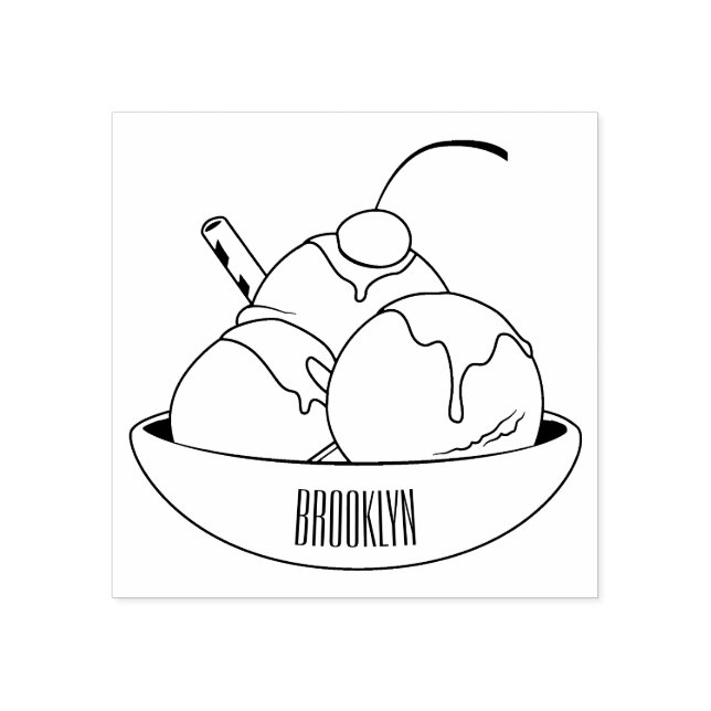 Sello De Caucho Ilustracion de helado personalizado (Impresión)