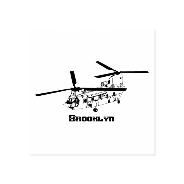 Sello De Caucho Ilustracion de helicópteros militares de Chinook (Impresión)