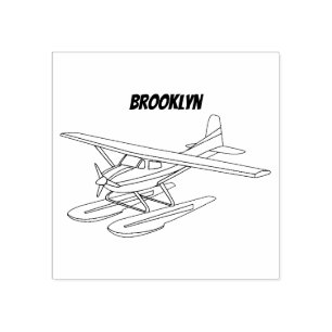 Sello De Caucho Ilustracion de hidroavión azul blanco
