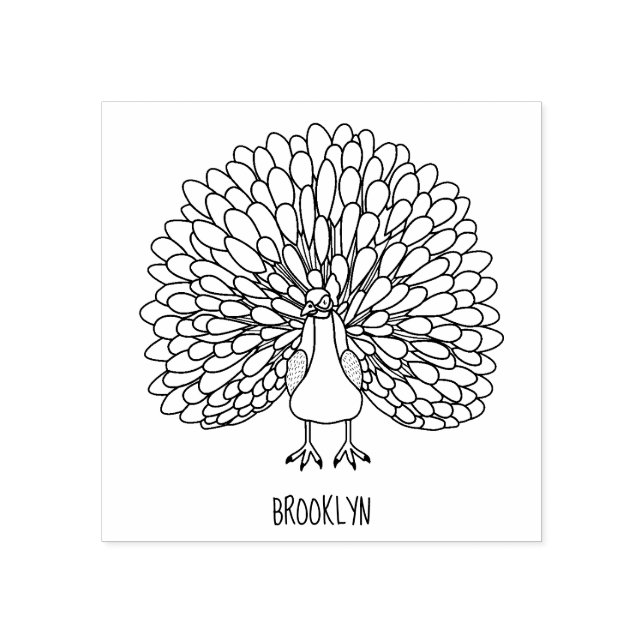 Sello De Caucho Ilustracion de pájaro pavo real (Impresión)