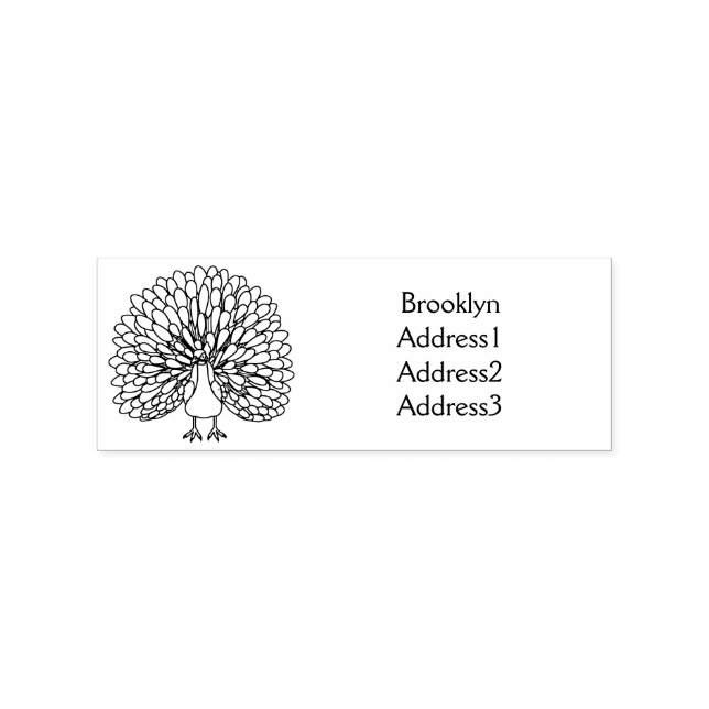 Sello De Caucho Ilustracion de pájaro pavo real (Impresión)