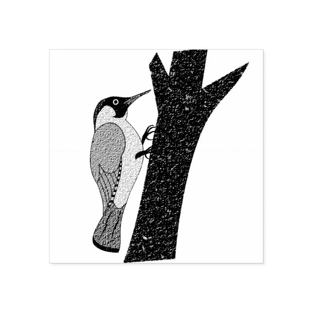 Sello De Caucho Ilustracion de pájaros carpinteros verdes (Impresión)