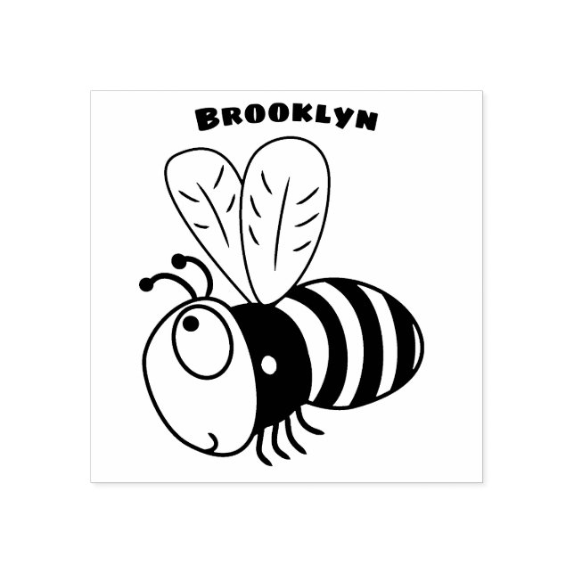 Sello De Caucho Ilustracion de personalizado de abejas alegres (Impresión)