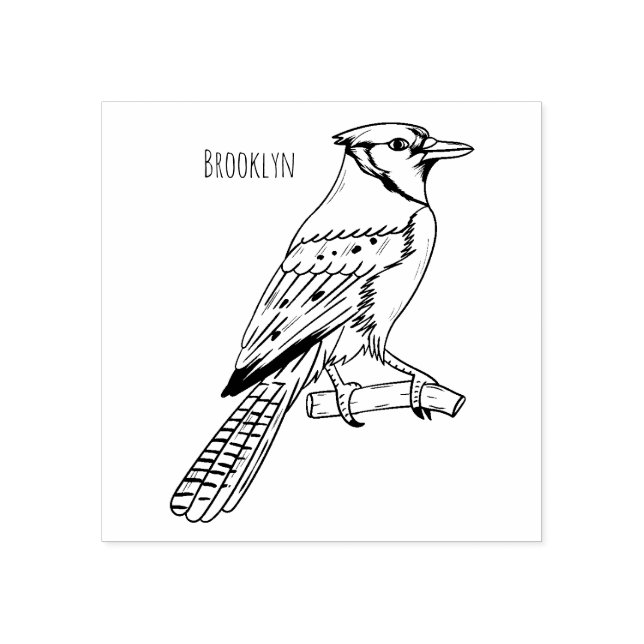 Sello De Caucho Ilustracion de personalizado de ave azul jay (Impresión)