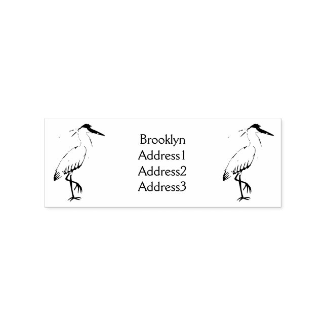 Sello De Caucho Ilustracion de personalizado de aves de garza (Impresión)