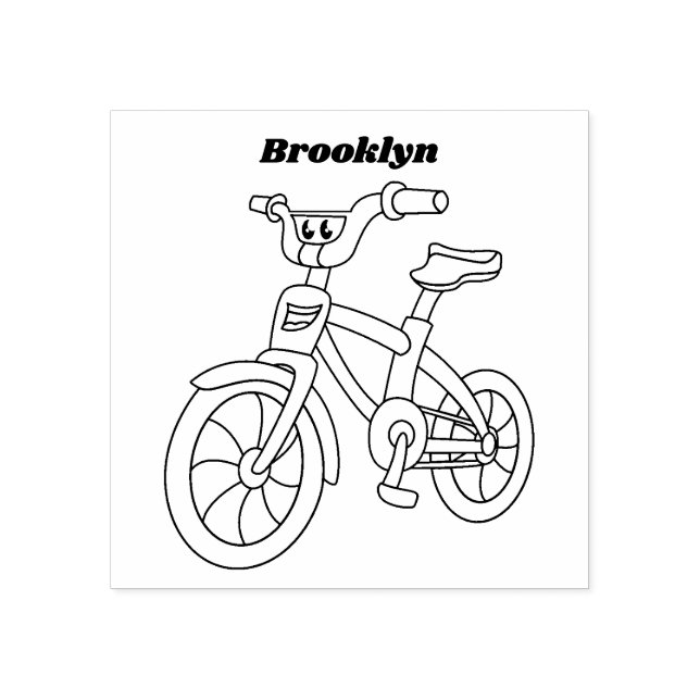 Sello De Caucho Ilustracion de personalizado de bicicleta de niños (Impresión)