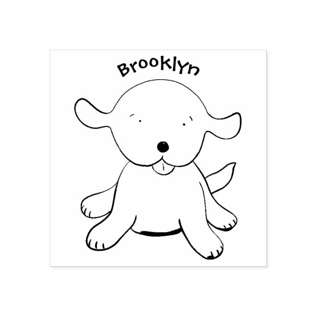 Sello De Caucho Ilustracion de personalizado de cachorro alegre (Impresión)