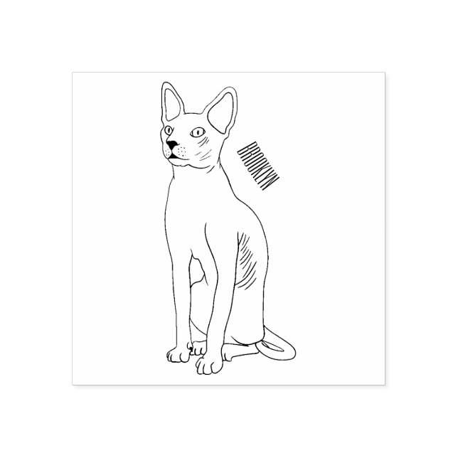 Sello De Caucho Ilustracion de personalizado de gatos Sfinx (Impresión)