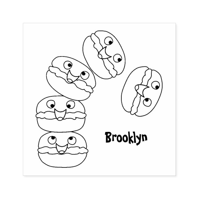 Sello De Caucho Ilustracion de personalizado de macarons graciosos (Impresión)