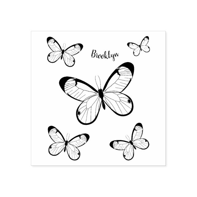 Sello De Caucho Ilustracion de personalizado de mariposa de vidrio (Impresión)