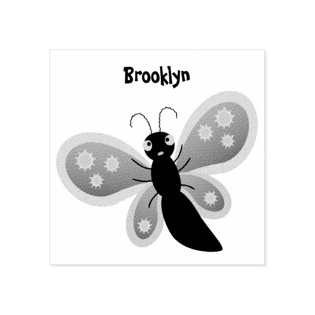 Sello De Caucho Ilustracion de personalizado de mariposa naranja f (Impresión)