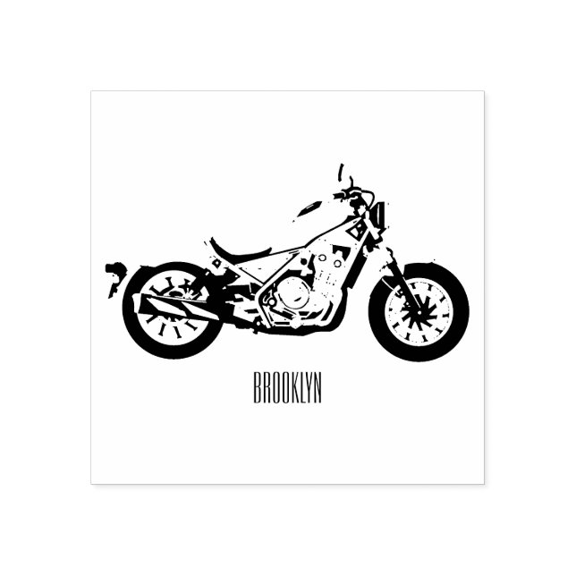 Sello De Caucho Ilustracion de personalizado de motocicleta de cru (Impresión)
