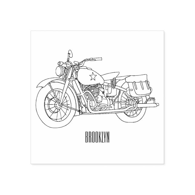 Sello De Caucho Ilustracion de personalizado de motocicleta de cru (Impresión)
